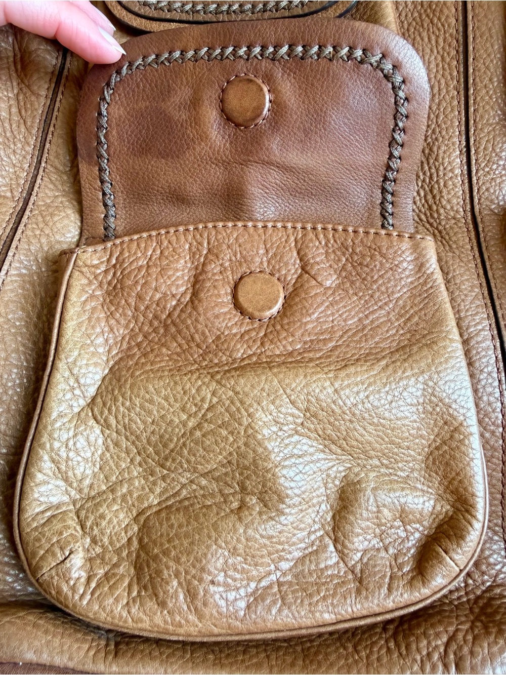 Banana Republic - Brown Pebbled Leather Shoulder/Hobo Bag, Pockets! - Picture 8 of 14